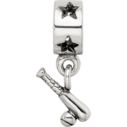 Sterling Silver Reflections Baseball Bat & Ball Dangle Bead