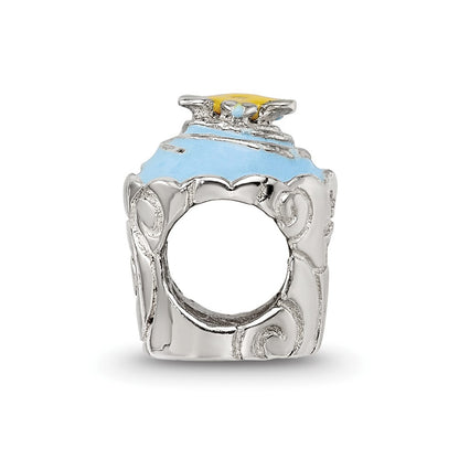 Sterling Silver Reflections Blue Enameled Cupcake Bead