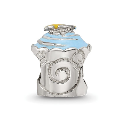 Sterling Silver Reflections Blue Enameled Cupcake Bead
