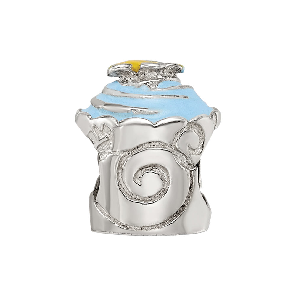 Sterling Silver Reflections Blue Enameled Cupcake Bead