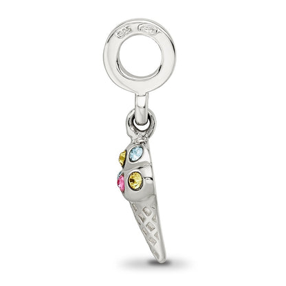 Sterling Silver Reflections CZ Ice Cream Cone Dangle Bead