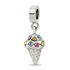 Sterling Silver Reflections CZ Ice Cream Cone Dangle Bead
