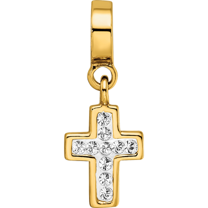 Sterling Silver Reflections Clear Preciosa Crystal Cross Dangle Bead