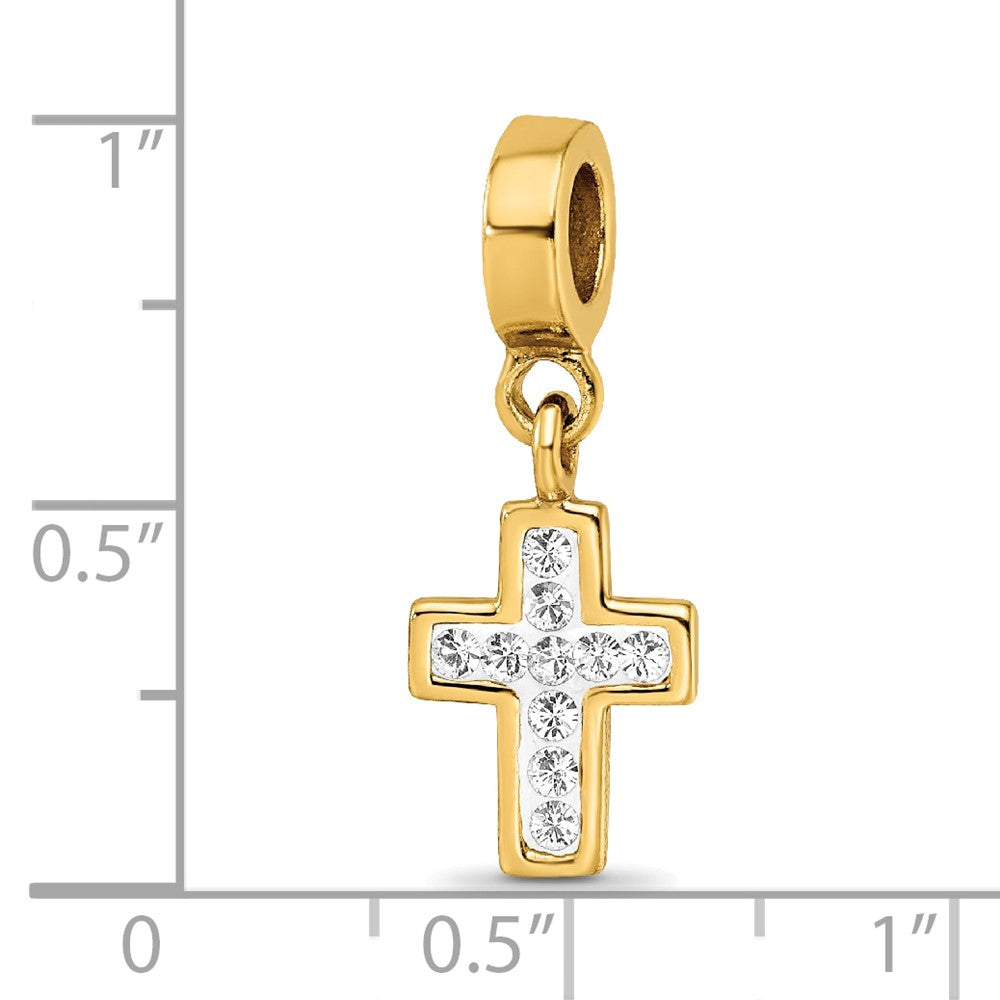 Sterling Silver Reflections Clear Preciosa Crystal Cross Dangle Bead