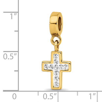 Sterling Silver Reflections Clear Preciosa Crystal Cross Dangle Bead
