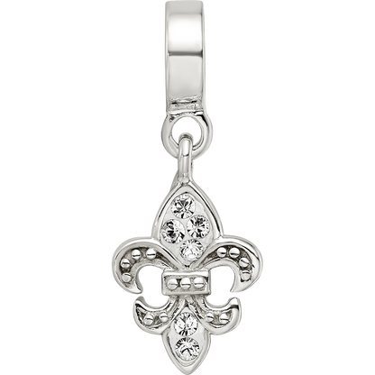 Sterling Silver Reflections Clear Preciosa Crystal Fleur De Lis Bead