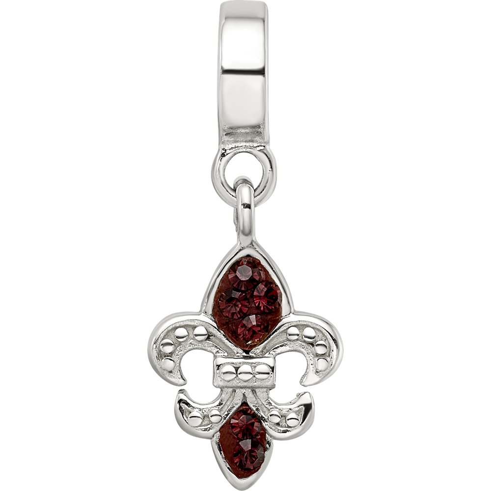 Sterling Silver Reflections Preciosa Crystal Fleur De Lis Dangle Bead