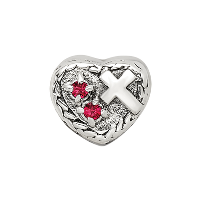 Sterling Silver Reflections CZ and Cross Heart Bead