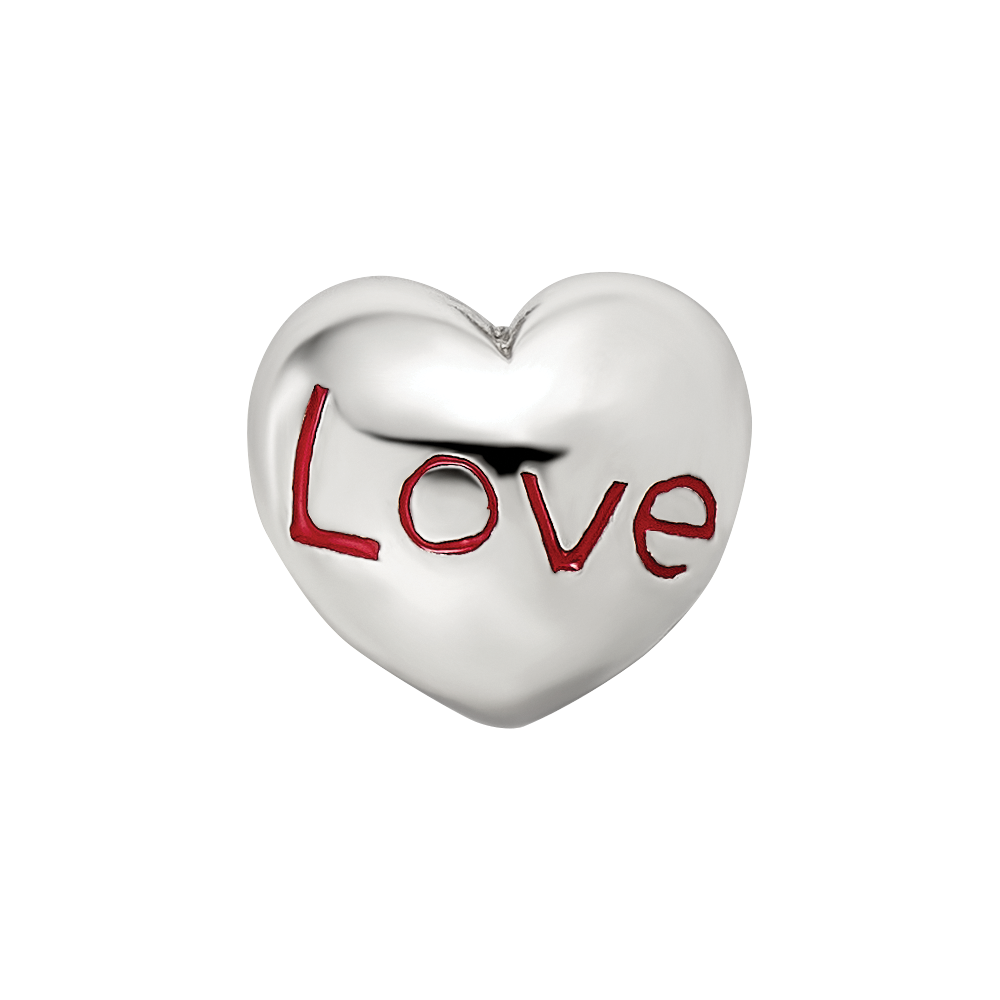 Sterling Silver Reflections Enameled Love Heart Bead