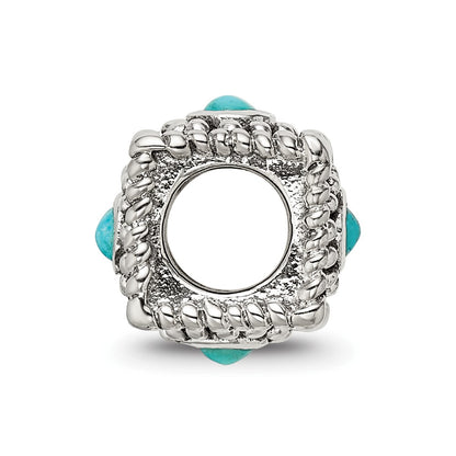 Sterling Silver Reflections Square 4 Stone Turquoise Bead