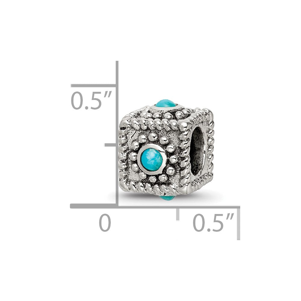 Sterling Silver Reflections Square 4 Stone Turquoise Bead