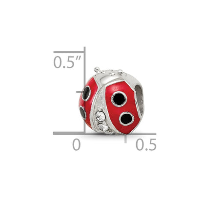 Sterling Silver Reflections Enameled Ladybug w/ Preciosa Crystal Bead