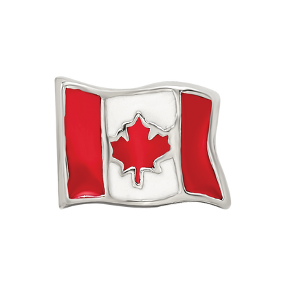 Sterling Silver Reflections Enameled Canada Flag Bead