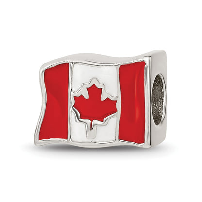 Sterling Silver Reflections Enameled Canada Flag Bead