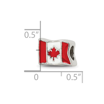 Sterling Silver Reflections Enameled Canada Flag Bead