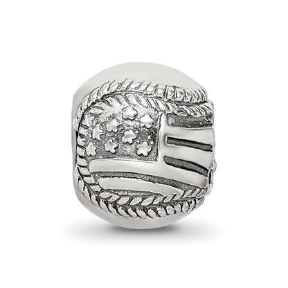 Sterling Silver Reflections USA Flag Baseball Bead