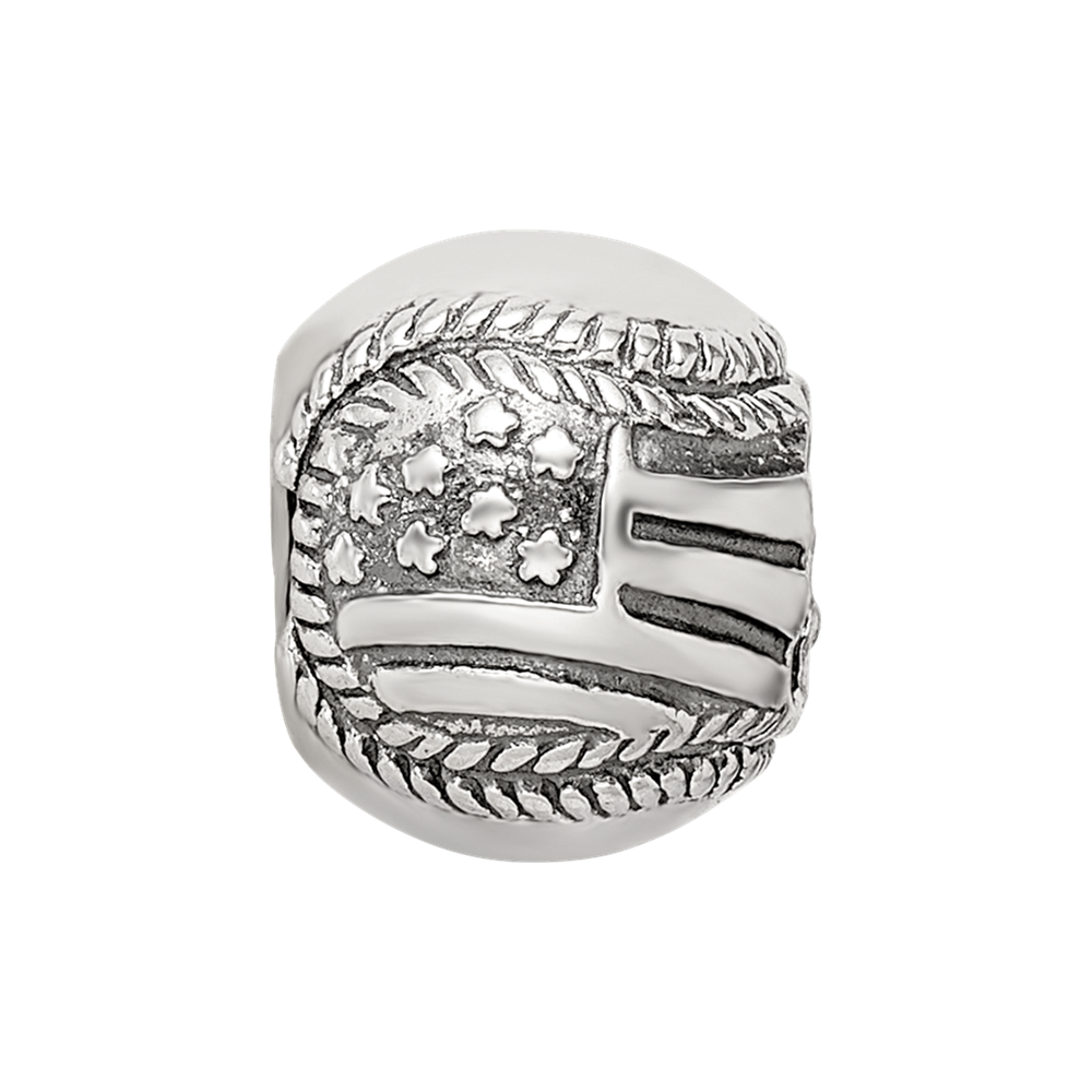 Sterling Silver Reflections USA Flag Baseball Bead