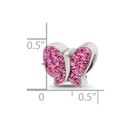 Sterling Silver Reflections Pink Preciosa Crystal Butterfly Bead