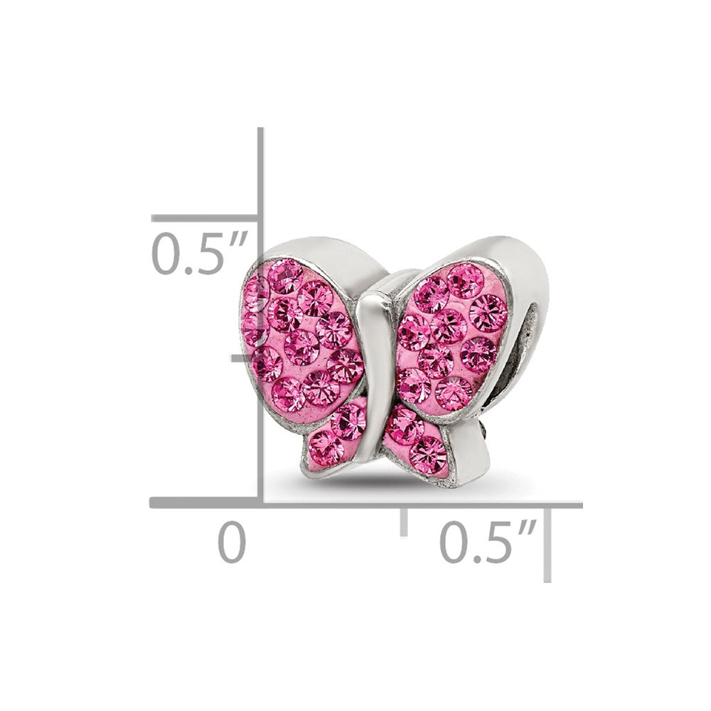 Sterling Silver Reflections Pink Preciosa Crystal Butterfly Bead