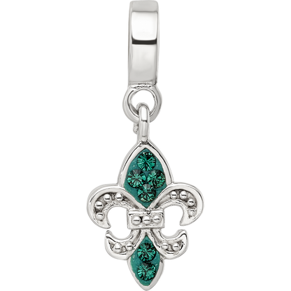Sterling Silver Reflections Green Preciosa Crystal Fleur De Lis Dangle Bead