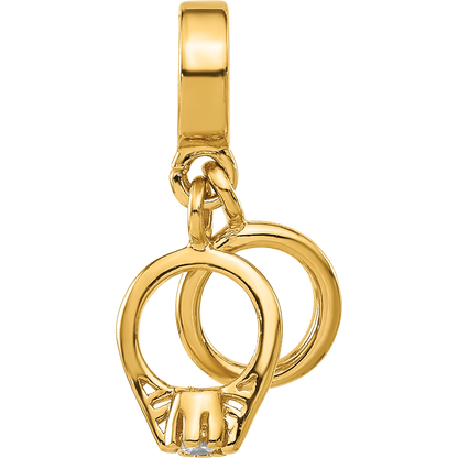 Sterling Silver Reflections Gold-plated Wedding Rings CZ Dangle Bead