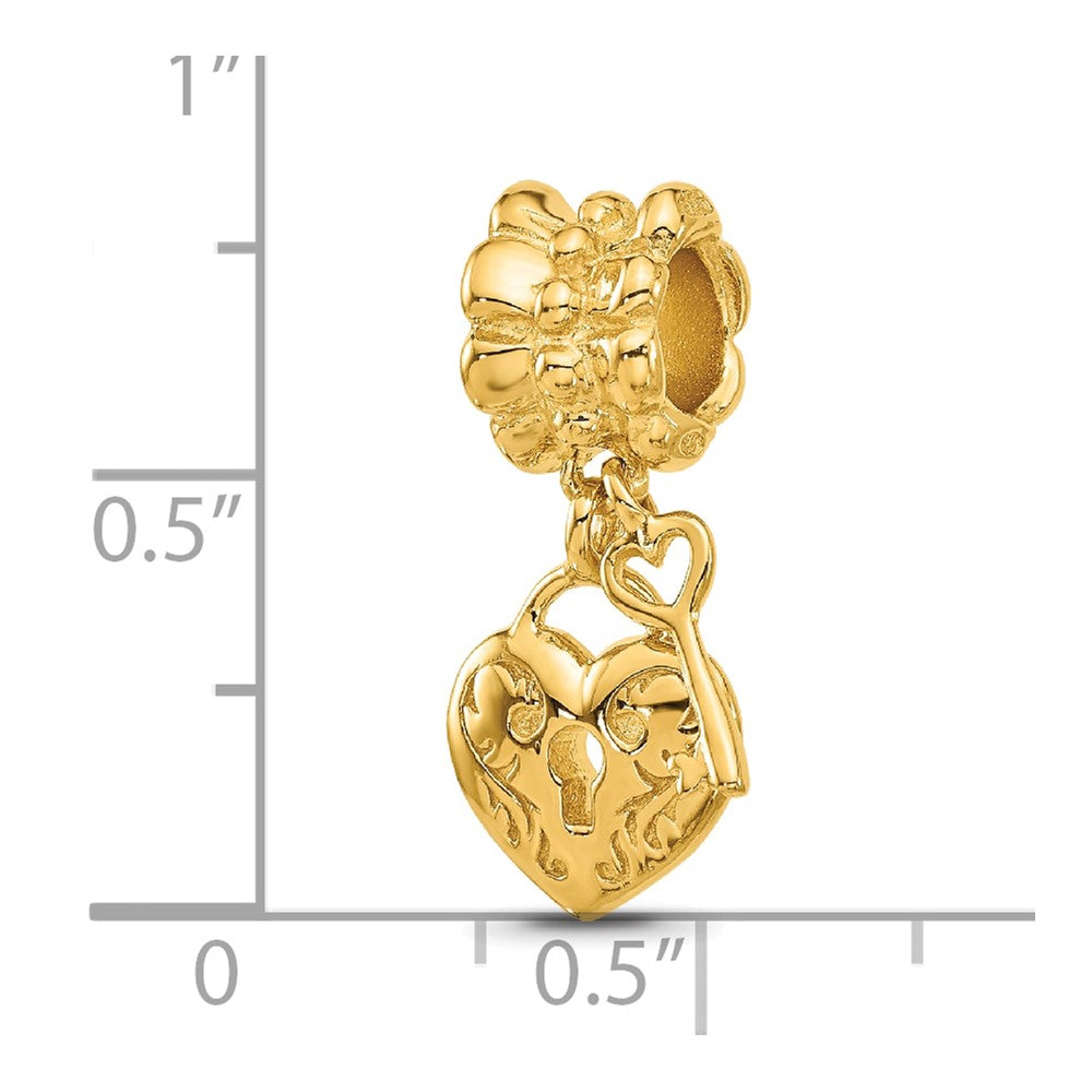 Sterling Silver Reflections Gold-plated Heart and Key Dangle Bead