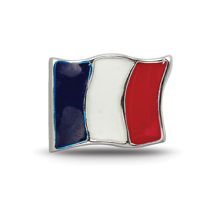 Sterling Silver Reflections Enameled France Flag Bead