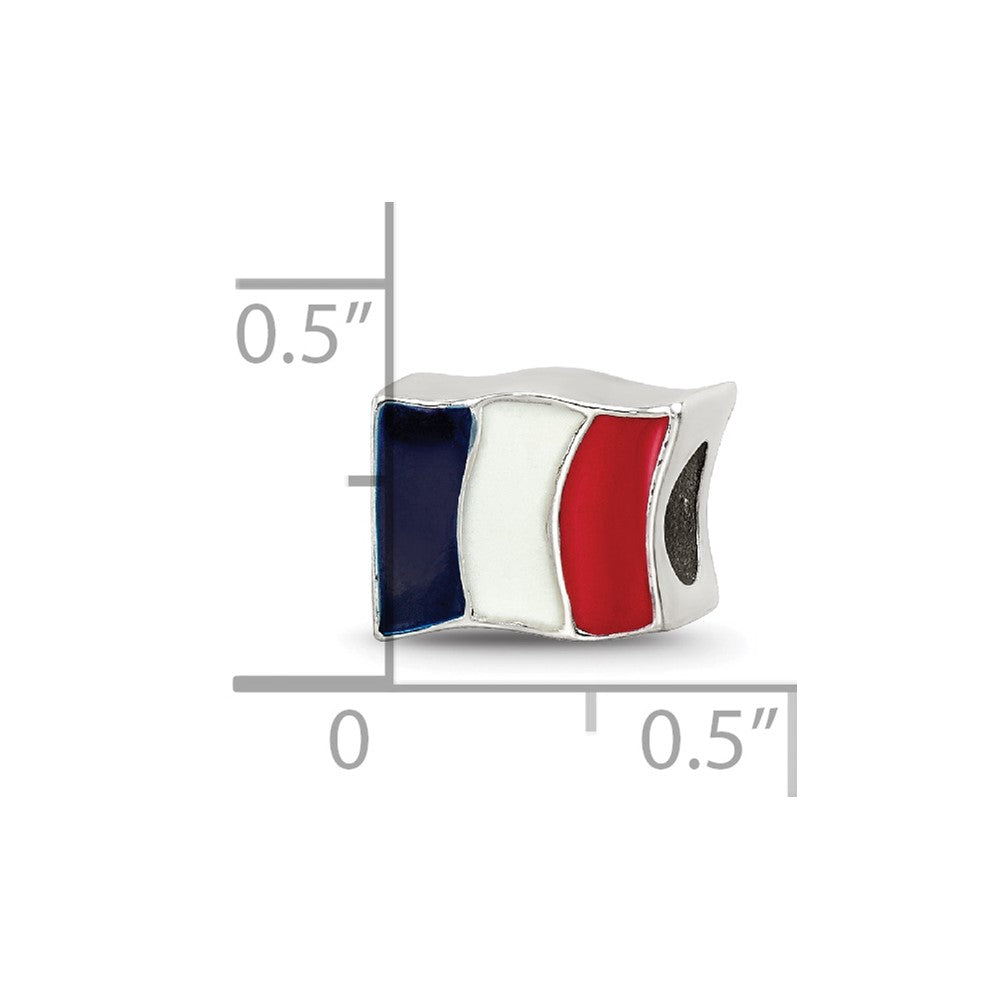 Sterling Silver Reflections Enameled France Flag Bead