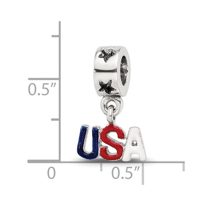 Sterling Silver Reflections Enameled USA Dangle Bead