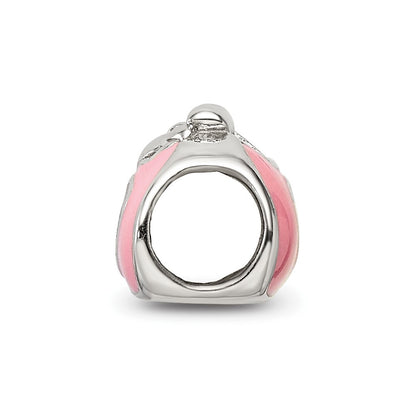 Sterling Silver Reflections Pink/Red Enameled Purse Bead