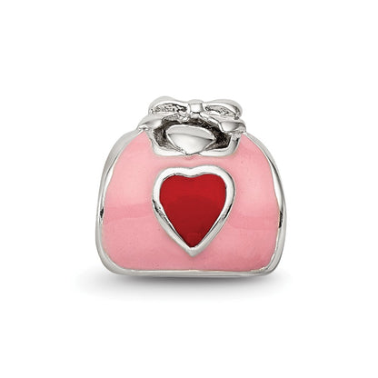 Sterling Silver Reflections Pink/Red Enameled Purse Bead