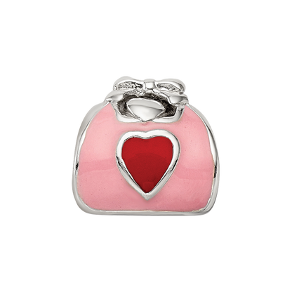 Sterling Silver Reflections Pink/Red Enameled Purse Bead