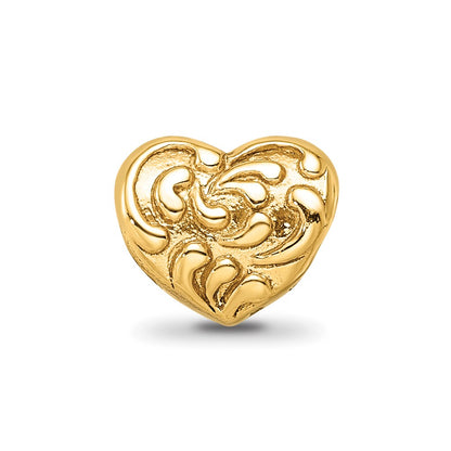 Sterling Silver Gold-plated Reflections Scroll Heart Bead