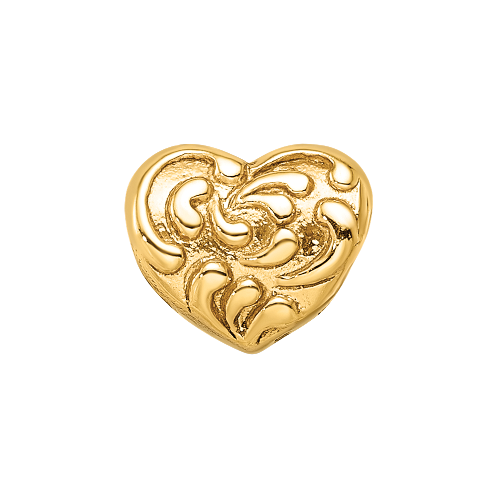 Sterling Silver Gold-plated Reflections Scroll Heart Bead