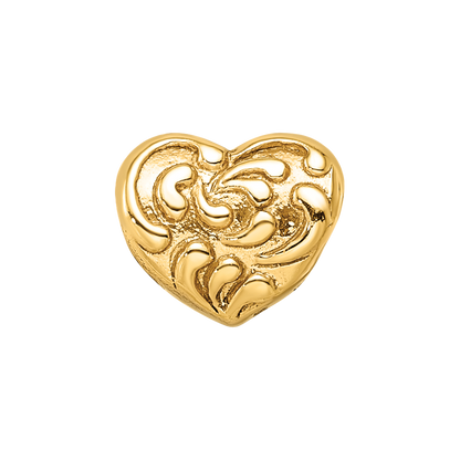 Sterling Silver Gold-plated Reflections Scroll Heart Bead