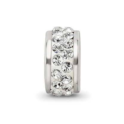 Sterling Silver Reflections Double Row White Preciosa Crystal Bead