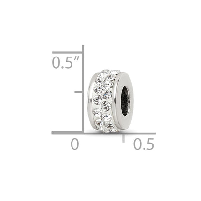 Sterling Silver Reflections Double Row White Preciosa Crystal Bead