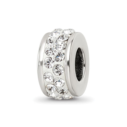 Sterling Silver Reflections Double Row White Preciosa Crystal Bead