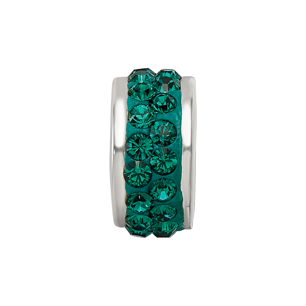 Sterling Silver Reflections Green Double Row Preciosa Crystal Bead