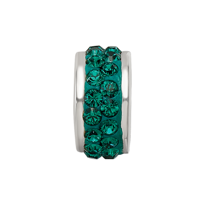 Sterling Silver Reflections Green Double Row Preciosa Crystal Bead