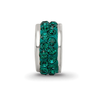 Sterling Silver Reflections Green Double Row Preciosa Crystal Bead