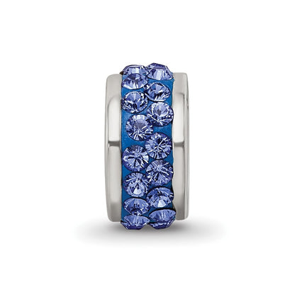 Sterling Silver Reflections Blue Double Row Preciosa Crystal Bead