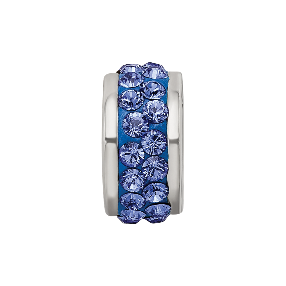 Sterling Silver Reflections Blue Double Row Preciosa Crystal Bead