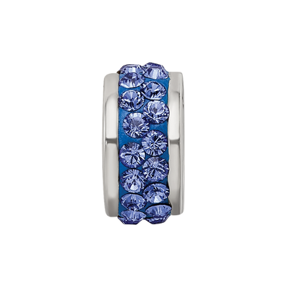 Sterling Silver Reflections Blue Double Row Preciosa Crystal Bead