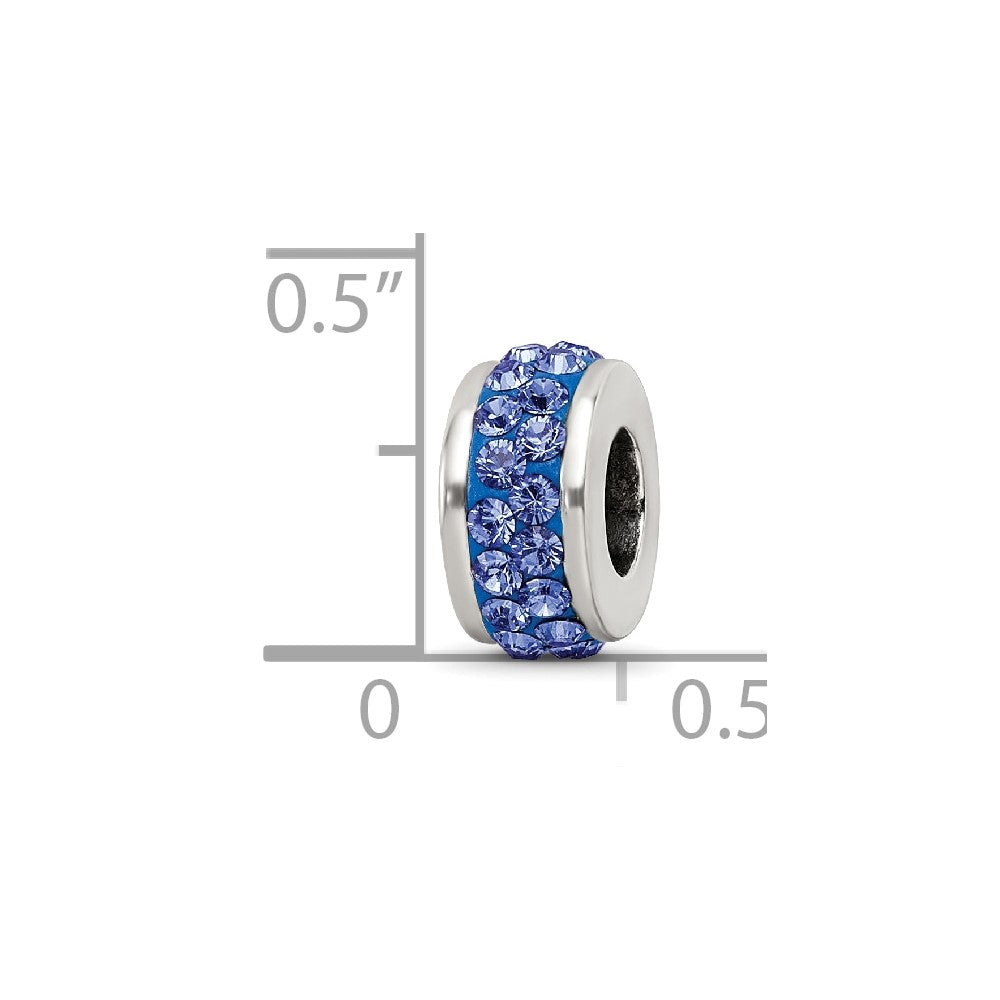 Sterling Silver Reflections Blue Double Row Preciosa Crystal Bead