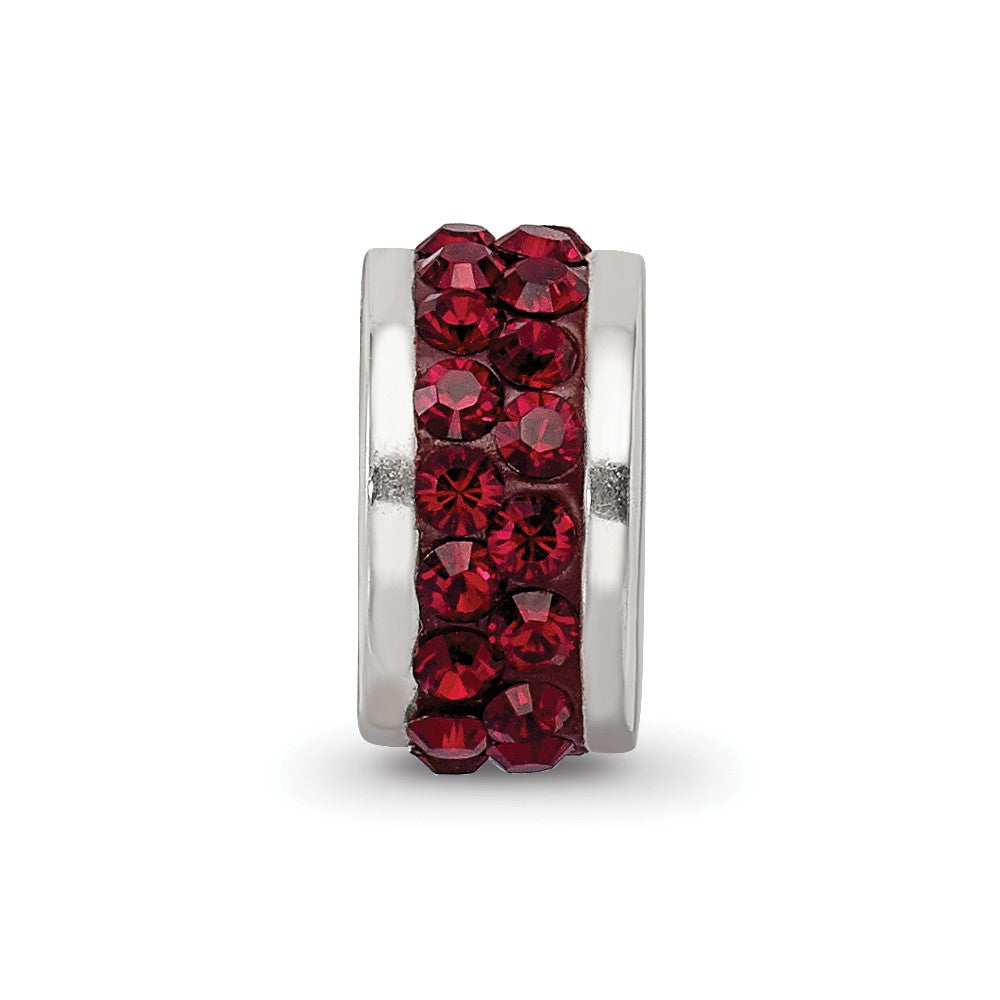 Sterling Silver Reflections Dark Maroon Double Row Preciosa Crystal Bead