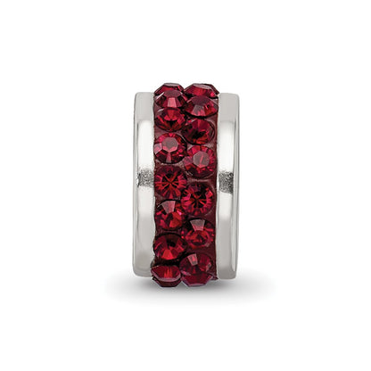 Sterling Silver Reflections Dark Maroon Double Row Preciosa Crystal Bead