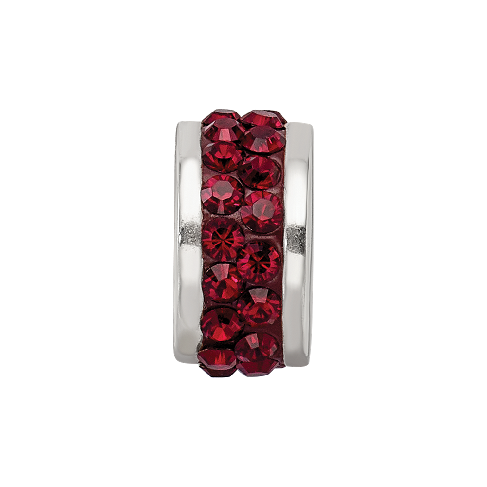 Sterling Silver Reflections Dark Maroon Double Row Preciosa Crystal Bead