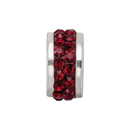Sterling Silver Reflections Dark Maroon Double Row Preciosa Crystal Bead