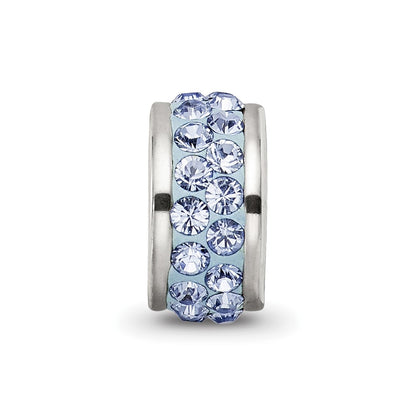 Sterling Silver Reflections Light Blue Double Row Preciosa Crystal Bead